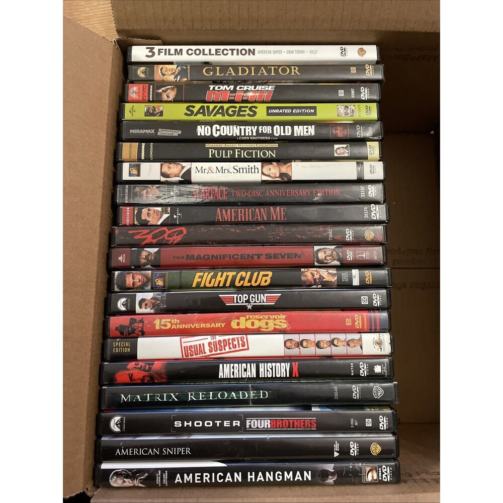 DVD Action Movie Lot Bundle of 20 - Fight Club Pulp Fiction Gladiator Scarface